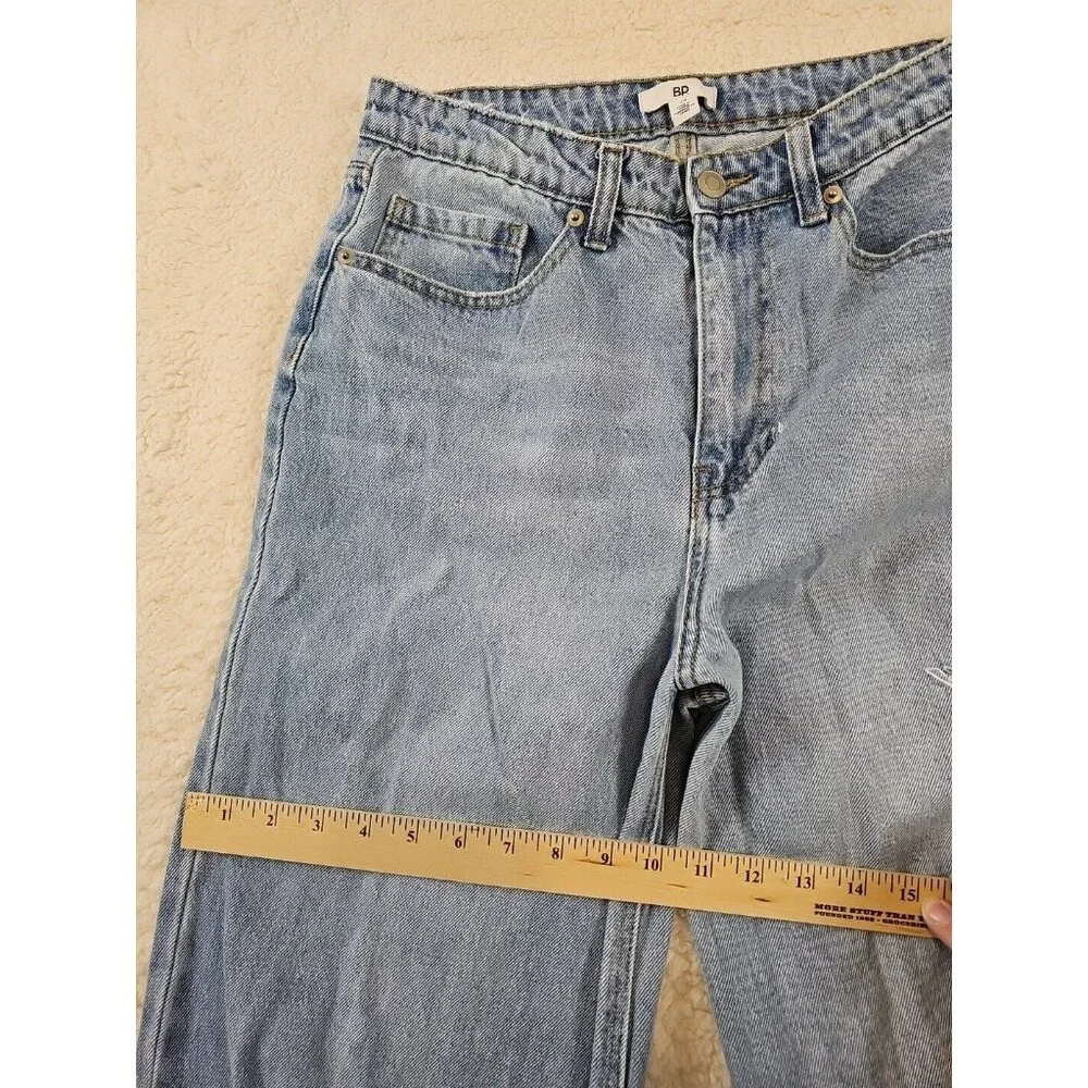 BP Be Responsible Women's Size 29 Jeans High Rise Wide Leg Denim Blue Distressed